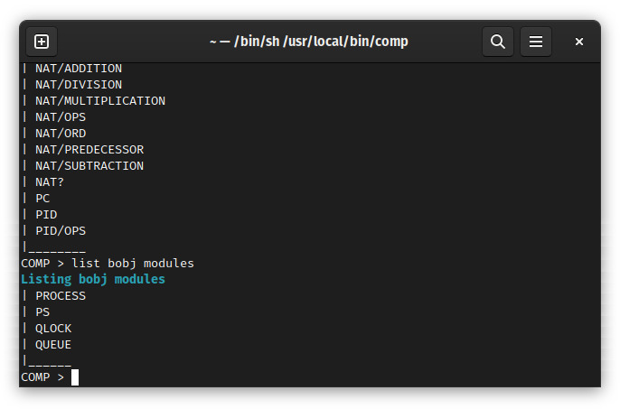 List of modules loaded into COMP